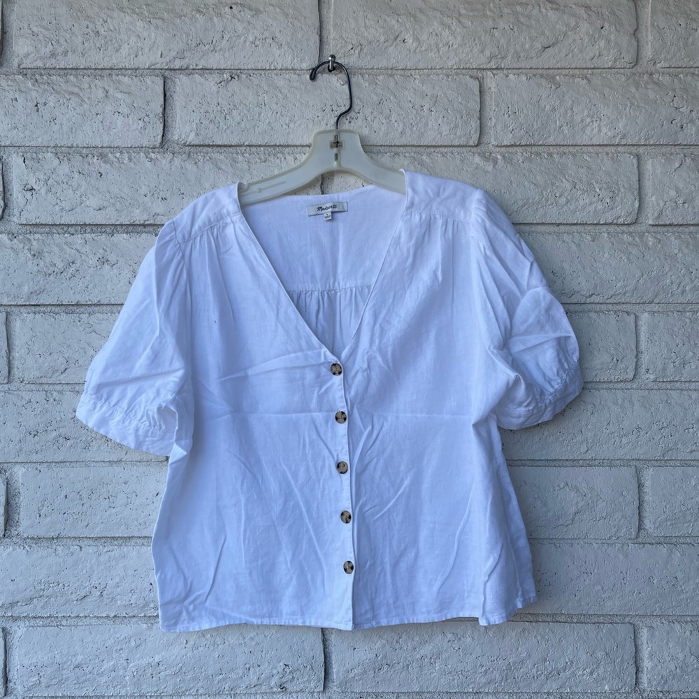 Madewell - White  Button Short Sleeve Top